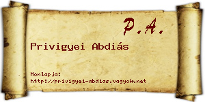 Privigyei Abdiás névjegykártya